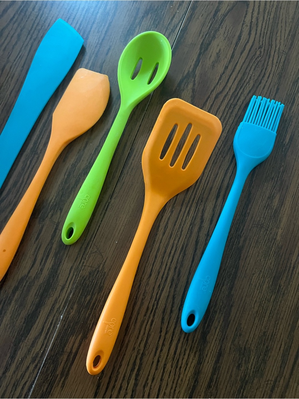 Bright Silicone Kitchen Utensil Set of 7 - Blue, Orange, Green